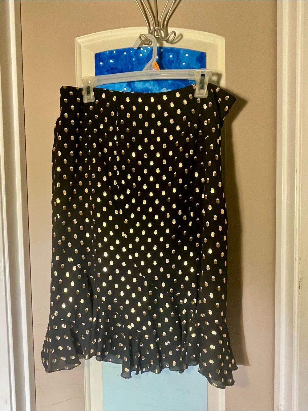 Black Polka Dot Ruffle Hem Skirt